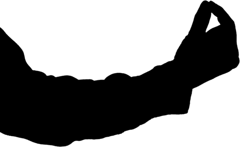 Silhouette of men's gesturing hand on transparent background