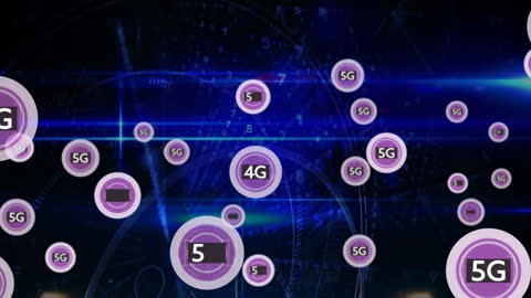 Dynamic Digital Global Network with Technology Icons