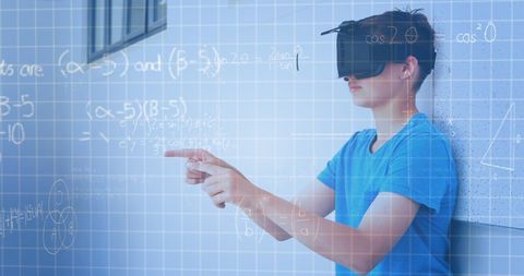 Student Using VR Headset with Overlaid Mathematical Equations - Download Free Stock Images Pikwizard.com