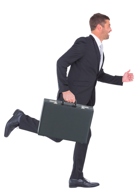 Smiling Businessman Running With Briefcase on Transparent Background - Download Free Stock Videos Pikwizard.com