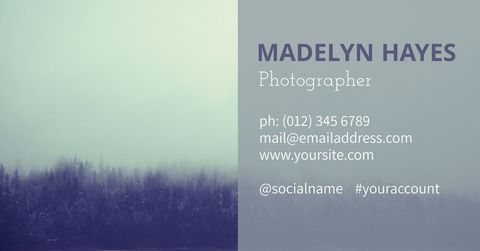 Serene Business Card Design with Misty Forest Backdrop - Download Free Stock Templates Pikwizard.com