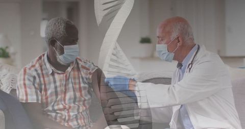 Doctor Administering COVID-19 Vaccine to Senior Patient