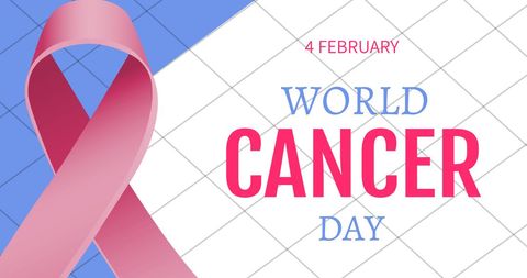 World cancer day illustration with pink ribbon awareness