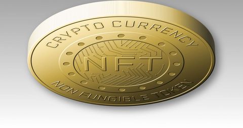 Golden nft coin representing digital currency