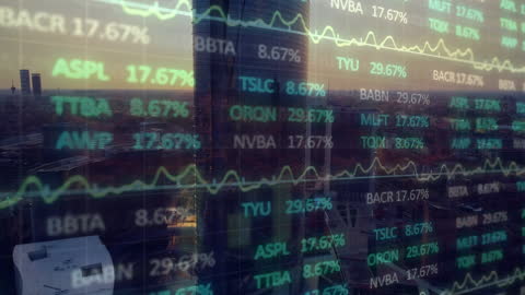Digital Overlay of Stock Market Trends on Urban Background
