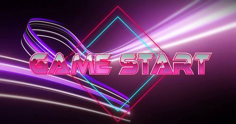 Futuristic Neon Game Start Screen with Pulsing Lights