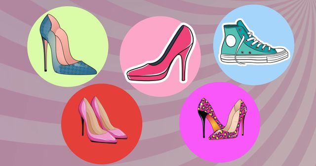 Illustration of Stylish Shoes on Colorful Background - Download Free Stock Images Pikwizard.com