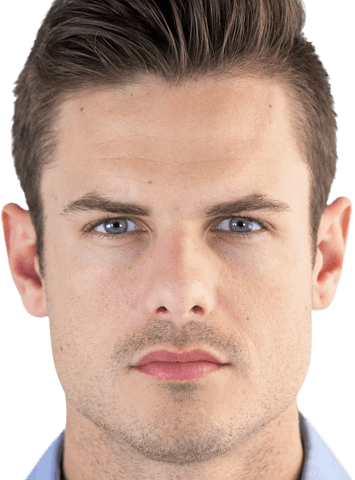 Transparent background male close-up headshot