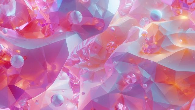 Vibrant Geometric Crystal and Sphere Abstract