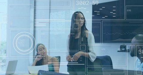 Business Professionals Focused on Advanced Financial Data Analysis