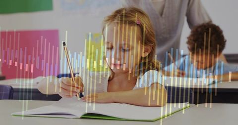 Young Student Focused on Schoolwork in Classroom Environment