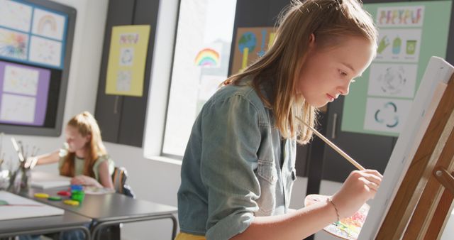 Children Painting and Drawing in Bright Classroom Environment - Download Free Stock Images Pikwizard.com