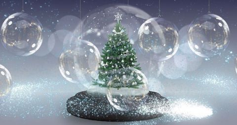 Magical Snow Globe with Festive Christmas Tree Inside