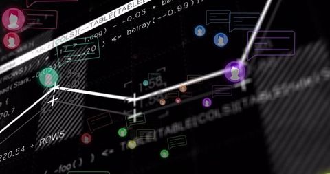 Futuristic data visualization interface with graph