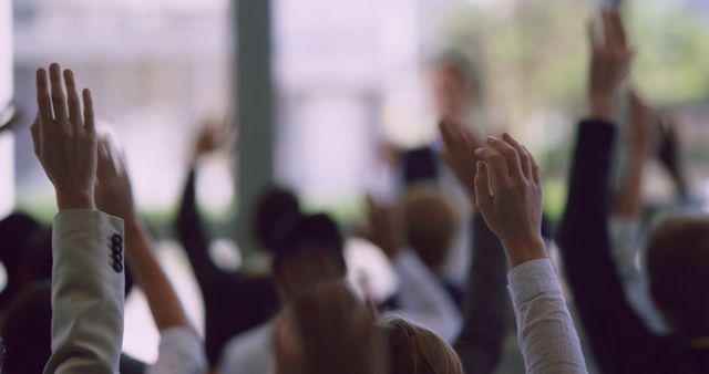 Business People Raising Hands in a Meeting - Download Free Stock Images Pikwizard.com