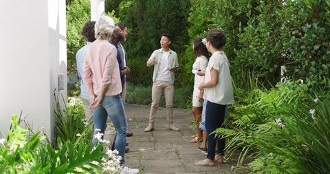 Diverse Group Participating Engaged Welcome Event Outdoors