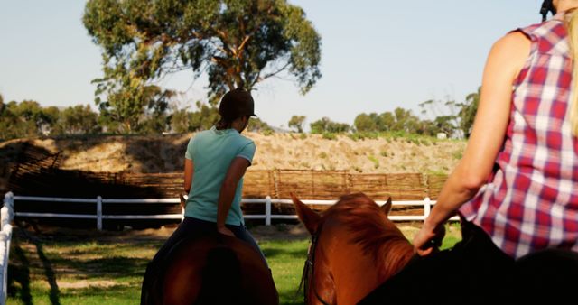 Women Riding Horses on a Sunny Day Outdoor - Download Free Stock Images Pikwizard.com