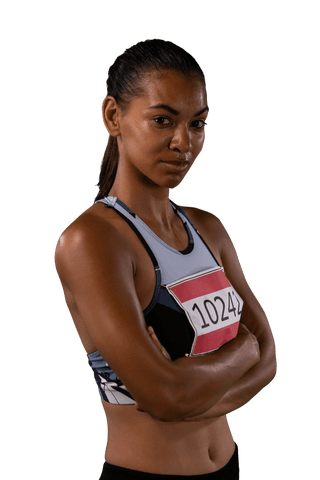 African American Female Runner Portrait on Transparent Background