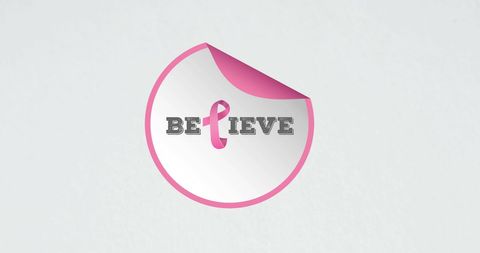 Breast Cancer Awareness Ribbon in 'Believe' Text