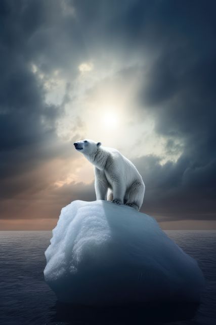 Polarbear standing on iceberg at sea created using generative ai technology - Download Free Stock Photos Pikwizard.com
