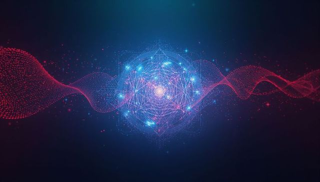 Futuristic Cyberspace Sphere with Red Waveform