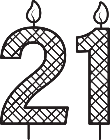 Transparent Number 21 Candles Illustration for Celebrations