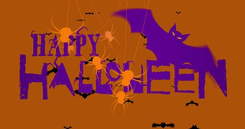 Spooky Halloween Greeting With Bats and Spiders - Download Free Stock Images Pikwizard.com
