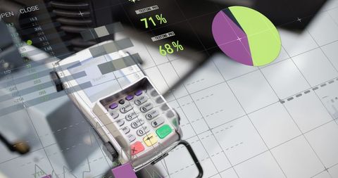 Financial data and payment terminal integration graphic