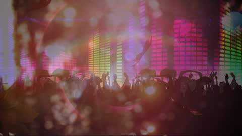 Vibrant Dance Party with Pulsating Light Effects