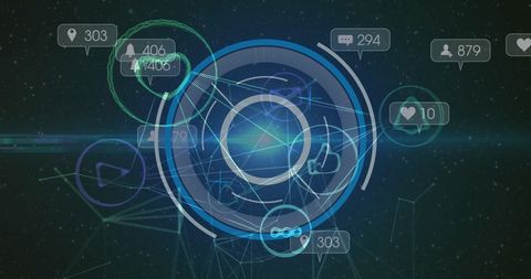 Digital Connections and Network Interface with Icons - Download Free Stock Images Pikwizard.com