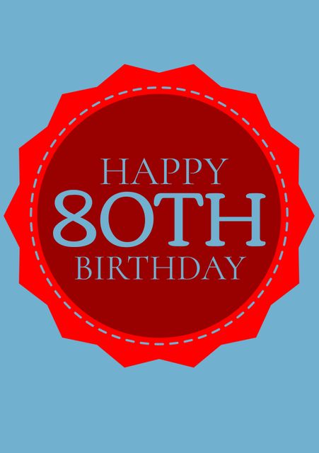 This vibrant birthday banner features a bold red badge with 'Happy 80th Birthday' text in contrasting blue, ideal for celebrating an 80th milestone. Perfect for adding a festive touch to parties, creating memorable photos, and enhancing birthday cards and invitations.