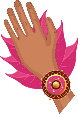 Hand adorned with artistic bracelet on transparent background