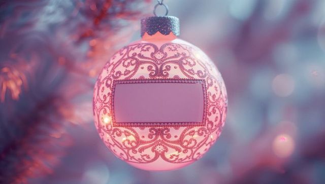 Festive Pink Ornament with Red Swirl Patterns