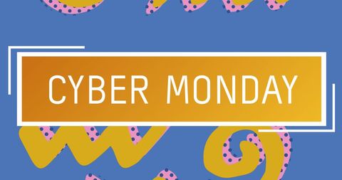 Cyber Monday Colorful Banner with Retro Shapes