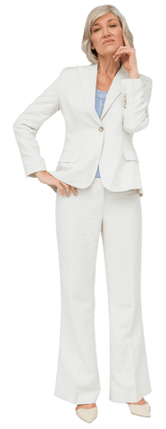 Transparent Senior Businesswoman Posing Thoughtfully