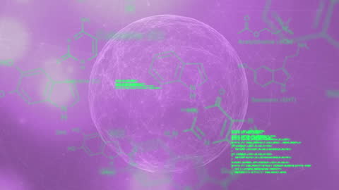 Organic Globe with Scientific Data Over Pink Tech Background