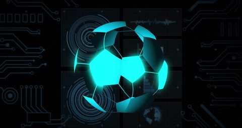 Futuristic Digital Football with Interface Elements