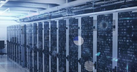 Data Processing Over Server Room with Digital Graphics - Download Free Stock Images Pikwizard.com