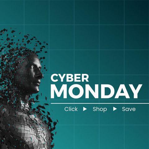 cyber monday concept with digital human sculpture - Download Free Stock Templates Pikwizard.com