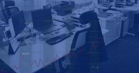 Digital Financial Data Overlaying Modern Office Space - Download Free Stock Images Pikwizard.com