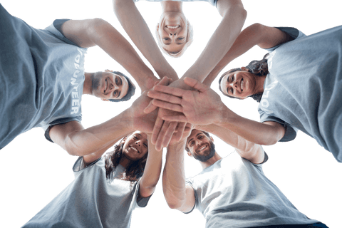 diverse volunteers showing unity with hands touching on transparent background - Download Free Stock Videos Pikwizard.com