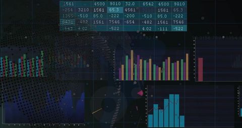 Futuristic Data Dashboard with Graphs and Numeric Visuals