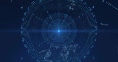 Futuristic Digital Radar Interface with Blue Energy Pulse