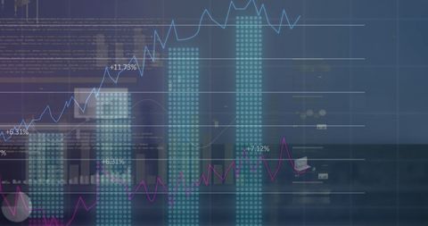 Financial Data Processing with Digital Graph Overlay - Download Free Stock Images Pikwizard.com