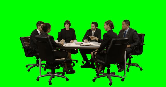 Business Team in Meeting around Conference Table, Green Screen Background - Download Free Stock Images Pikwizard.com
