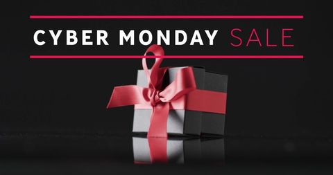 Cyber Monday Sale with Gift Box and Red Ribbon - Download Free Stock Images Pikwizard.com
