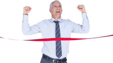 triumphant businessman crossing finish line on transparent background - Download Free Stock Videos Pikwizard.com