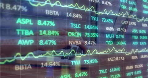 Animated Stock Market Data with Hands on Laptop
