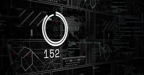 Displaying circular progress gauge on telemetry dashboard with dotted world map HUD