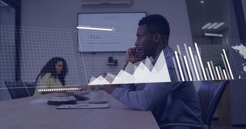 Financial Analysis Overlay with Professionals in Modern Office